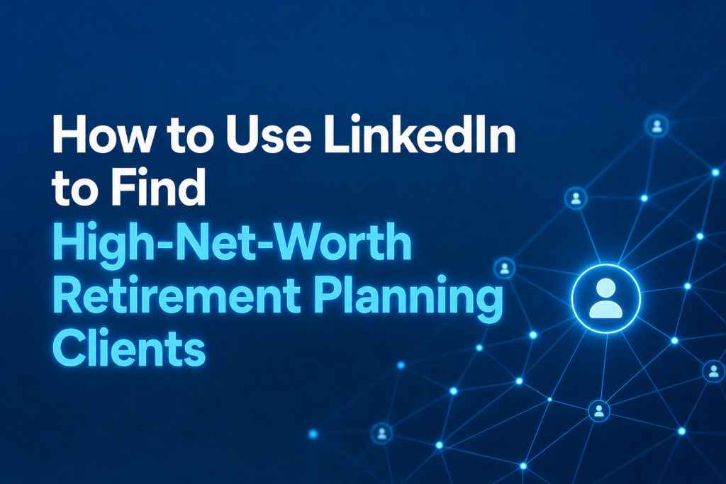 Modern abstract network motif illustrating strategies on using LinkedIn to find high-net-worth retirement planning clients.